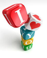 i love you 3d colorful box tower