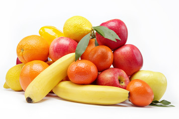 Fresh fruits isolated on a white background.