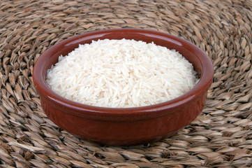 Single bowl of healthy basmati rice.