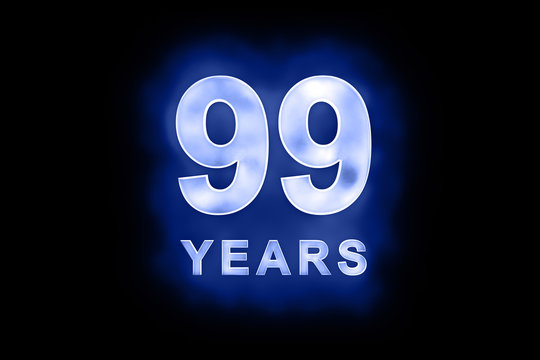 99 years text with blue glow