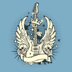 Vector illustration of guitar on the grunge background
