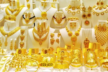Golded jewel in a shop