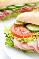Opened sandwich with slices of tomatoes
