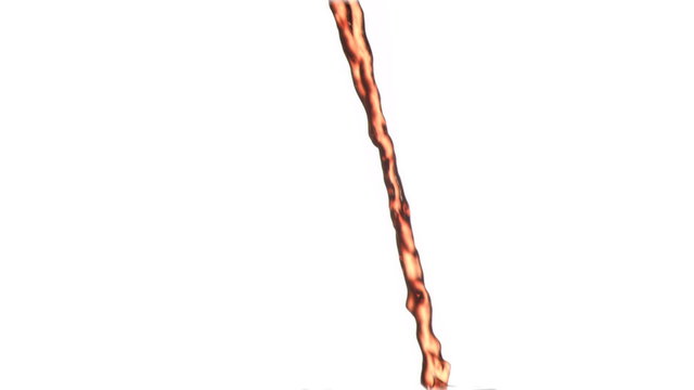 Orange liquid in super slow motion flowing downwards