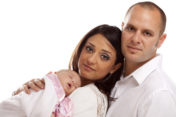 Mixed Race Young Family with Newborn Baby