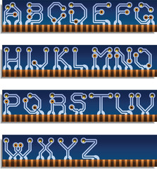 Vector circuit board  alphabet