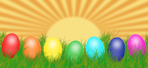 UOVA COLORATE CON ERBA E SOLE