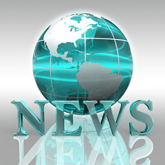 news blue word and earth globe