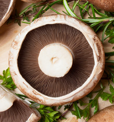 Raw portabello mushroom