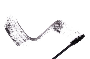 Black mascara brush stroke isolated on white