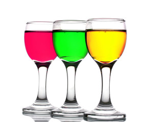 alcoholic cocktails isolated on white