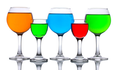 alcoholic cocktails isolated on white