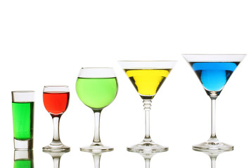 alcoholic cocktails isolated on white