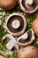 Portabello mushrooms and herbs