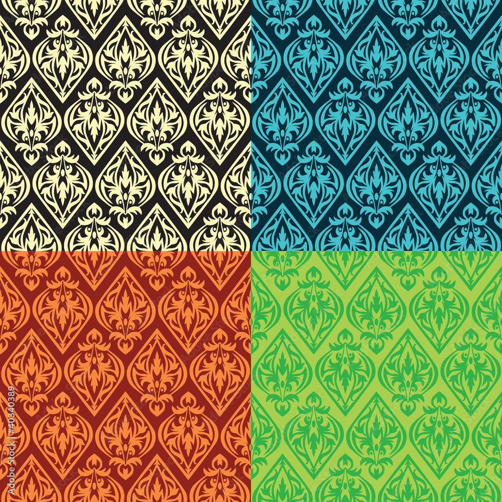 Poster vector vintage seamless patterns