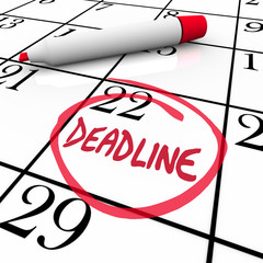 Deadline Word Circled on Calendar Due Date - obrazy, fototapety, plakaty