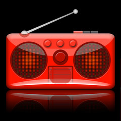 Retro radio isolated on black background