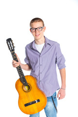 boy with classical Spanish guitar