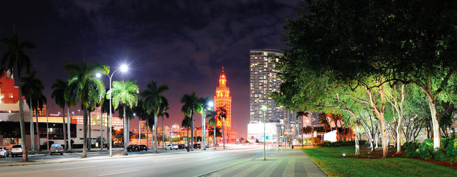 Miami Downtown Street Panorama