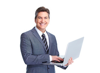 Executive businessman with laptop.