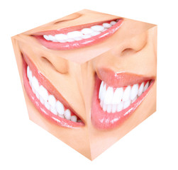 Teeth whitening. Woman smile.