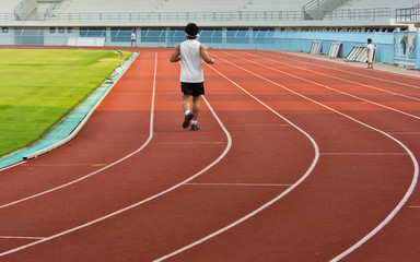 Naklejka premium man exercise jogging and running on track