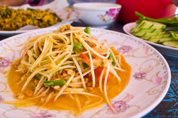 Som Tam,Thai papaya salad hot and spicy