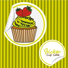 strawberry cupcake cartoon sticker
