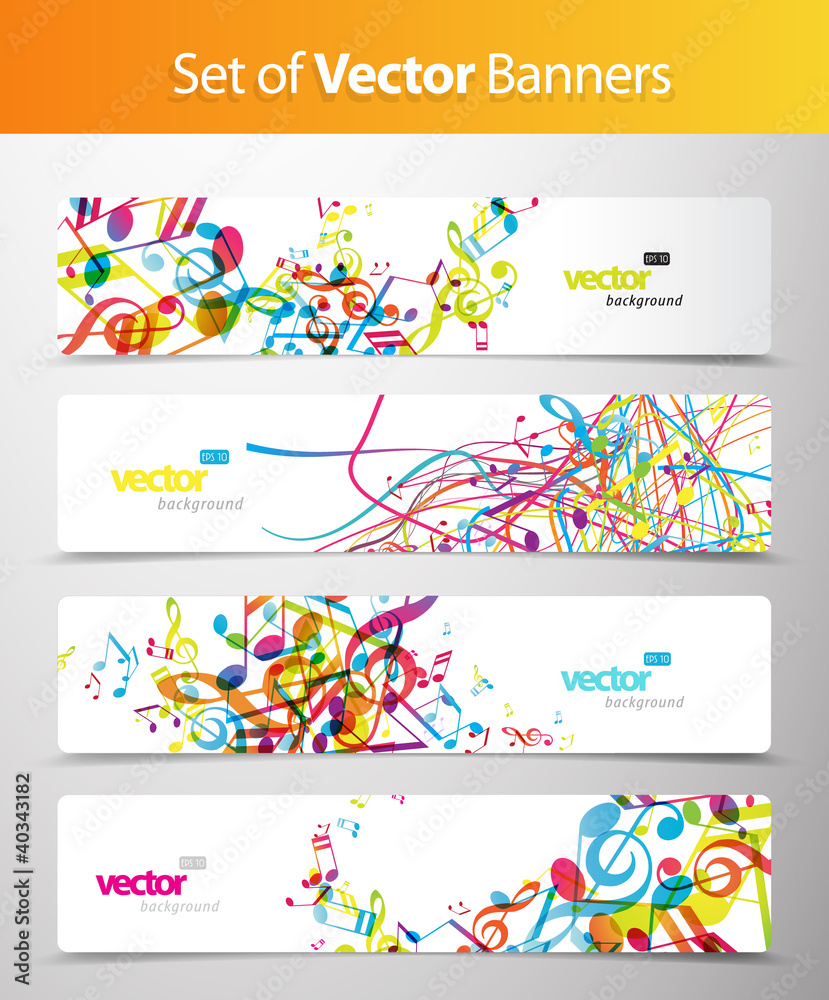 Wall mural set of abstract colorful web headers.