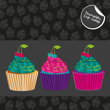 psychedelic cupcakes set