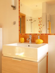 White square sink in a modern bathroom
