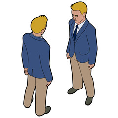 Isometric man front and back pose