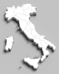 3d Italy white map on grey