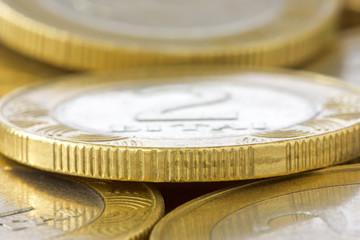 macro shot of pile of coins