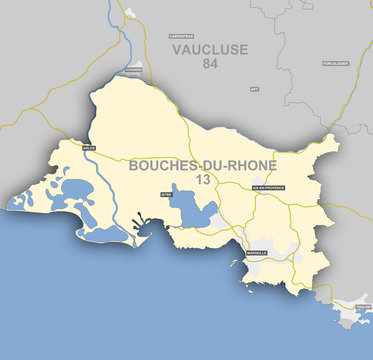 Carte et situation du d&eacute;partement des Bouches du Rh&ocirc;ne