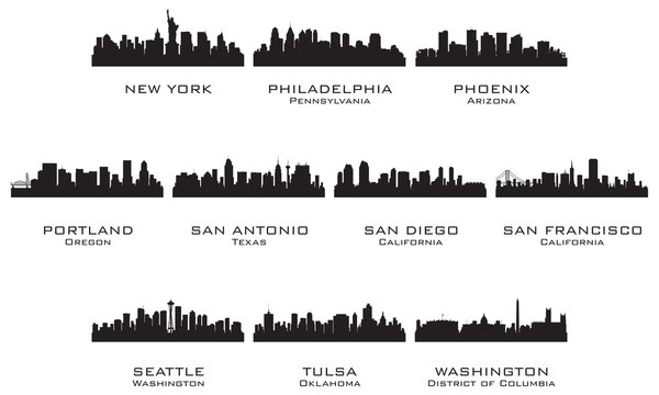 Silhouettes of the USA cities_3