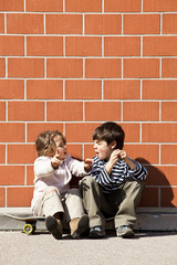 two children squabbling
