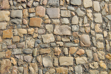 Granite cobblestoned pavement background