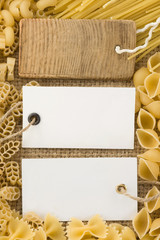raw pasta and price tag