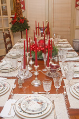 Silver Candleabras and Crystal on Christmas table