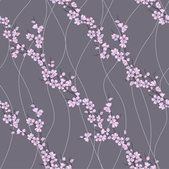 Vector seamless pattern with sakura branch