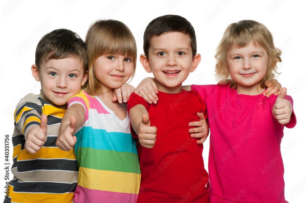 Fototapete Group of four children