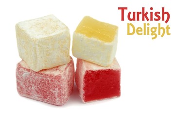 Turkish Delight on white background.