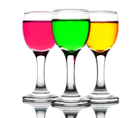 Alcoholic cocktails isolated on white