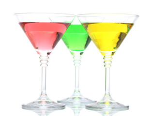 alcoholic cocktails isolated on white