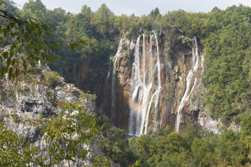 Fototapeta na wymiar Croatia. Plitvice Lakes National Park. Waterfall Plitvice