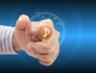 hand push music button