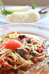 Thai Papaya Salad with fermented crab