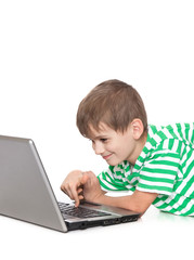 Boy holding a laptop