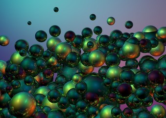 Abstract background with metallic shiny balls